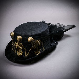Voodoo with Skeletons Halloween Low Top Hat - Black